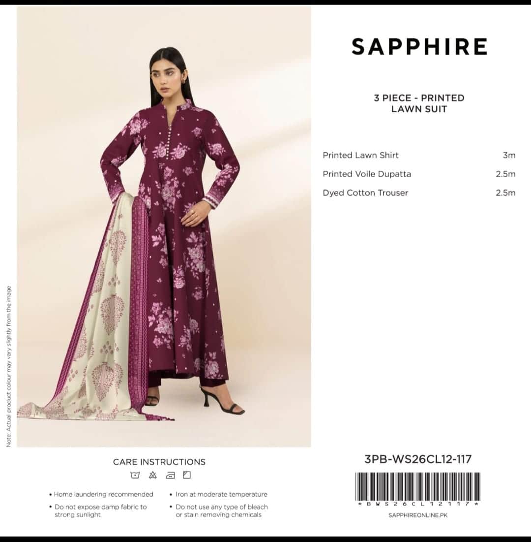 SAPPHIRE 3PB-WS26CL12-117 Unstitched Collection